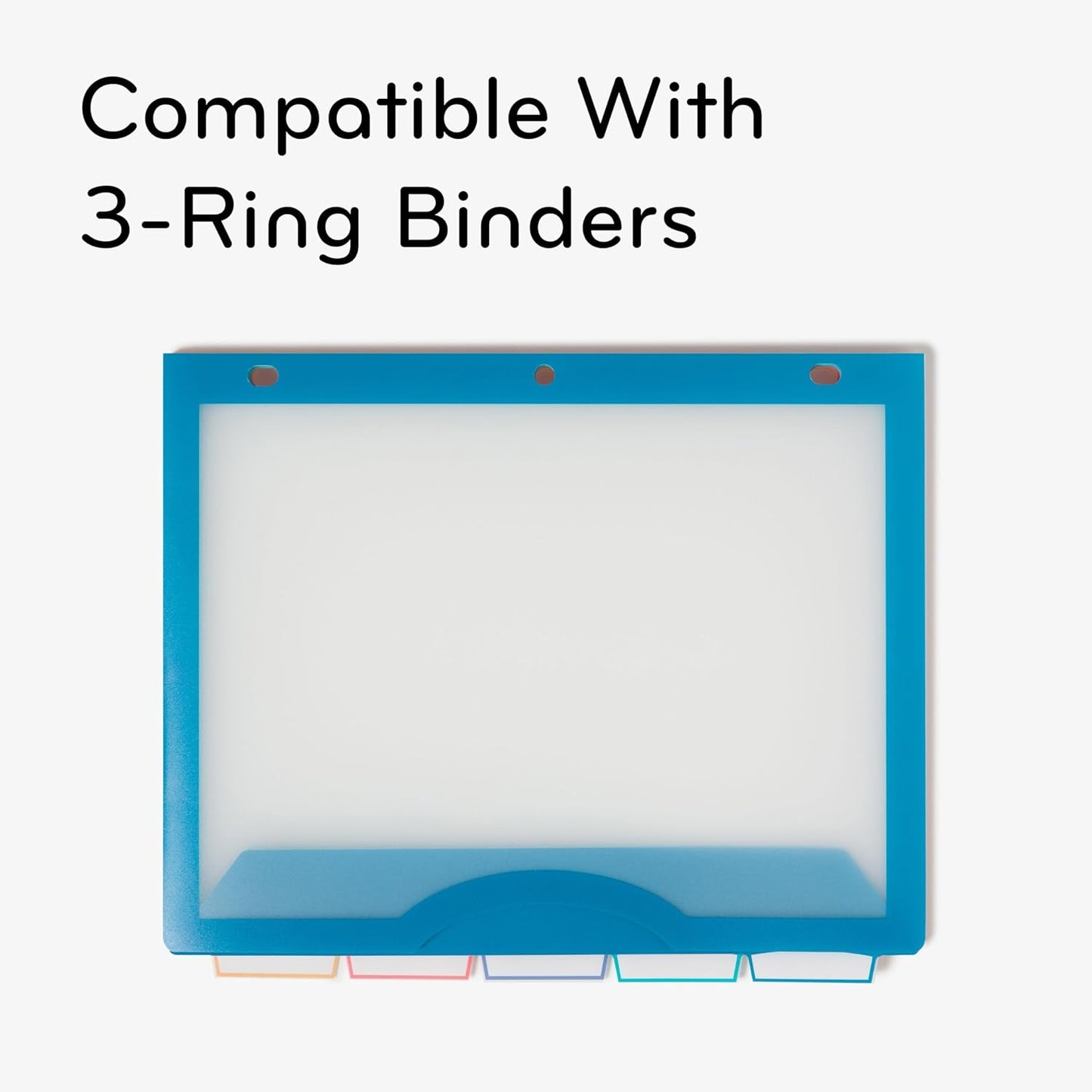 U Brands Poly 5-Tab Three Ring Binder Dividers with Tabs and Pockets, Clear View, 10 Set, Assorted Brights, 3-Hole Punched Pocket Dividers