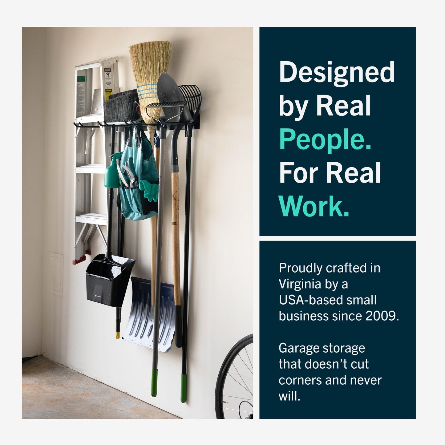 StoreYourBoard 72" Garage Tool Organizer Wall Mount | Garden Tool Organizer System | Heavy Duty Garden Tool Storage Rack for Yard Tools Rakes Shovels 500lbs Garage Organization | 8 PVC Coated Hooks
