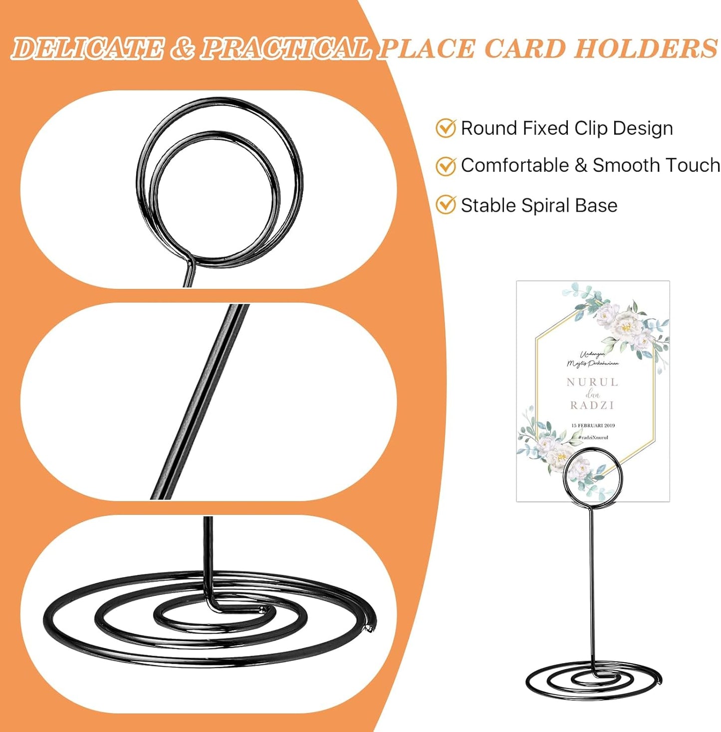 3 Sizes Table Number Holders, 36 Pack Table Numbers Stands Place Card Holder, Menu Memo Clips Sign Picture Photo Holder for Wedding Party Graduation Restaurant Centerpieces