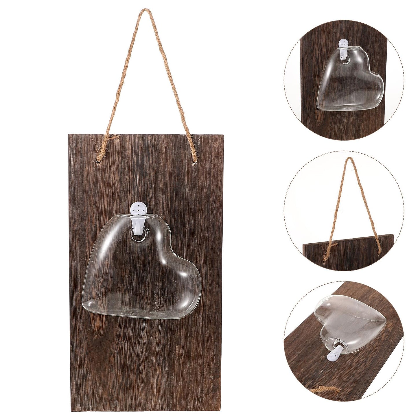 RUNROTOO Wall Hanging Hydroponic Glass Vase Set, Glass Flower Bud Terrarium with Heart Shape for Home and Office Décor, Creative Vertical Plant Pot for Greenery and Small Fish Aquarium