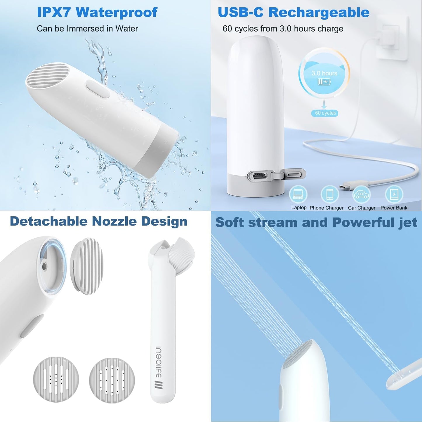 Portable Bidet | High Pressure | Travel Bidets with 2 Different Nozzle | Rechargeable Electric Portable Bidet for Men & Women | Portable Bidets for Travel (Military Green)