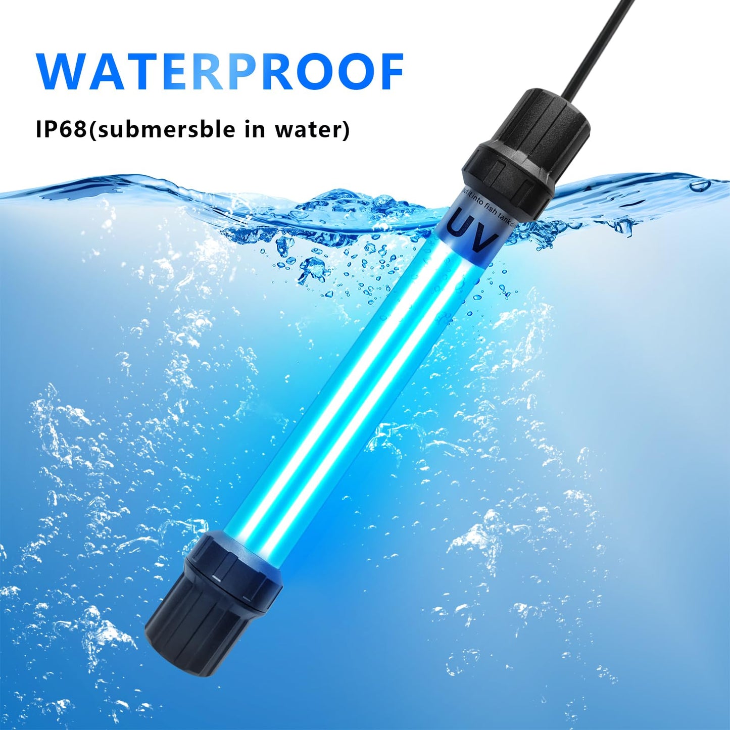 18W Aquarium UV Light for 100-1000 Gallon, UV Pond Water Clarifier for Koi Pond, Swimming Pool, Spa, Large Fish Tank, Cold Plunge UV Light for Pond Algae Control