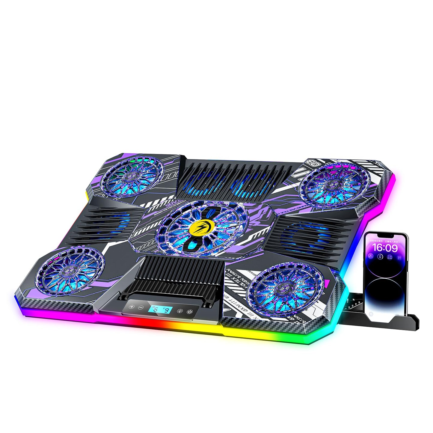 ChillCore Laptop Cooling Pad, RGB Laptop Fan Cooling Pad 9 Fans for 15.6-19.3 Inch Laptops, Gaming Laptop Cooler with 8 Height S