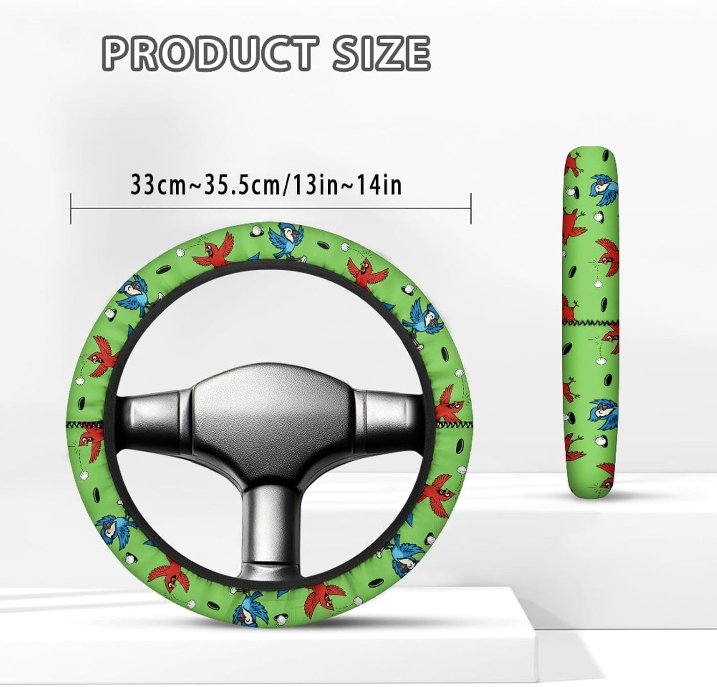Bird Golf Cart Steering Wheel Covers Golf Ball Golf Cart Steering Wheel Cover for Women Men Elastic Golf Cart Accessories Decor, Green