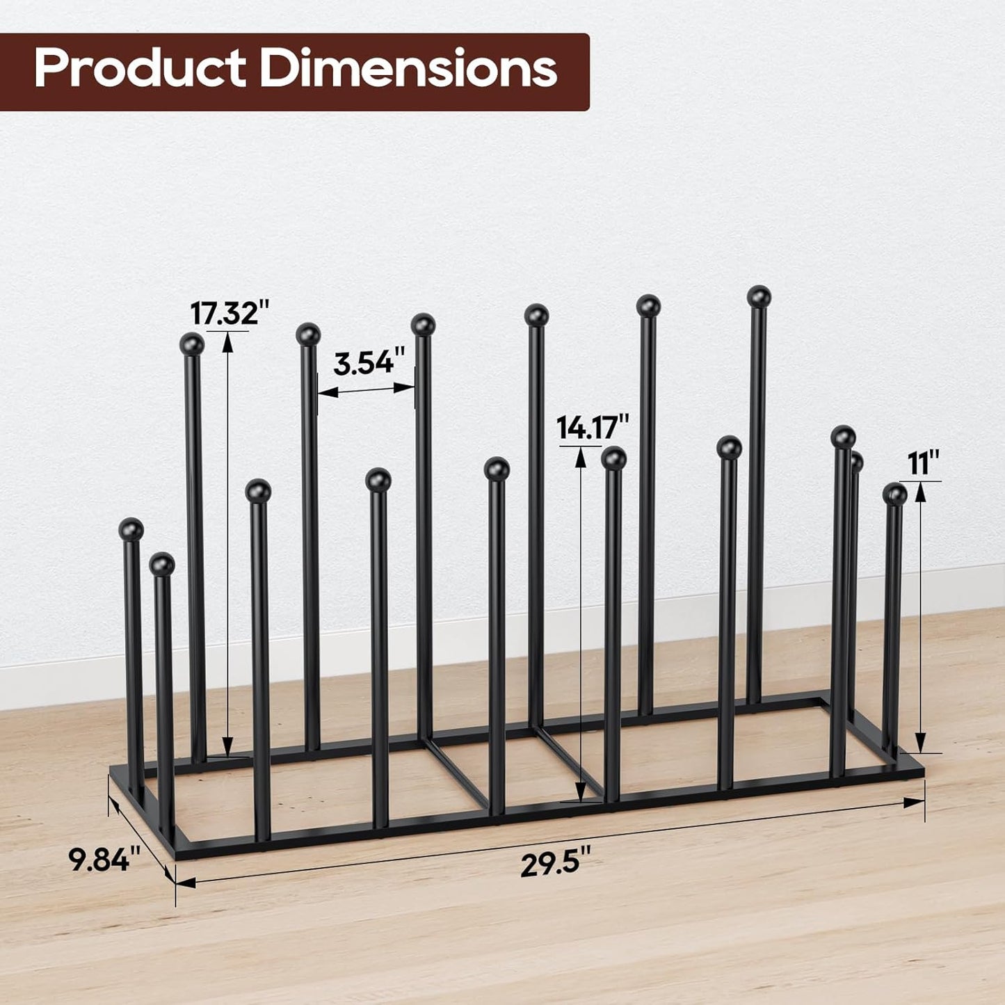 ORLESS Boot Rack Metal Black 8 Pairs Free-Standing Shoe Rack Boot Organizer Storage for Closet Entryway, Garage, Dorm Room, Hallway, Outdoor, Boot Rack