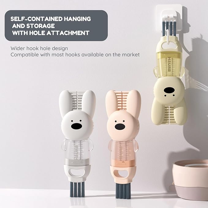 4-in-1 Cup Lid and Bottle Cleaning Brush Set, Portable Multifunctional Cleaner for Tight Spaces - Water Bottle Brush, Baby Bottle Brush, Kitchen Home Cleaning Tool Kit 3PCS