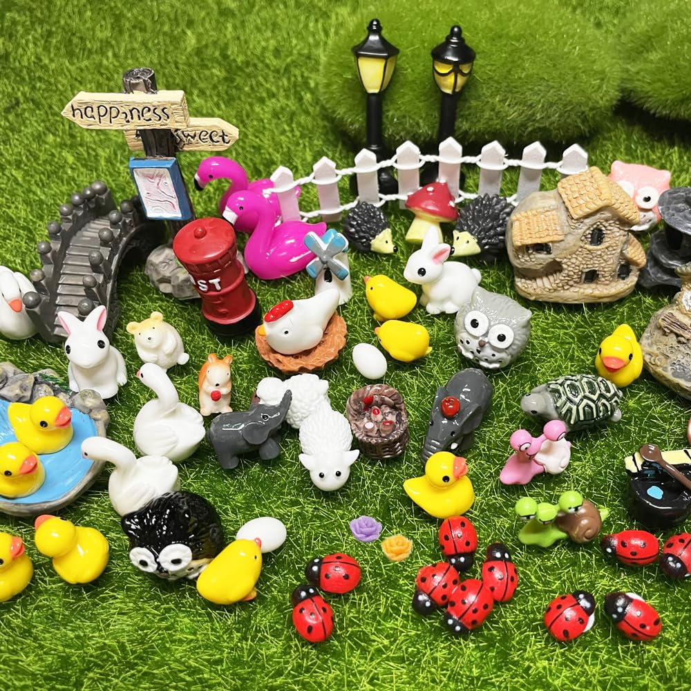 VonSom 150 Pieces Mini Fairy Garden Decor Accessories Micro Landscape Ornaments Kit Miniature Fairy Garden Animals DIY Supplies for Succulent Decoration