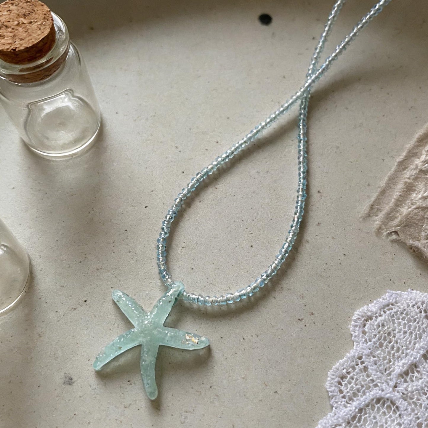 Peraca Cris Sea Shell Necklace Starfish Pendant Necklace for Women Colorful Summer Vacation Jewelry for Women Small Candy Beaded Necklaces Boho Jewelry Lime Green Pink Accessories Gifts