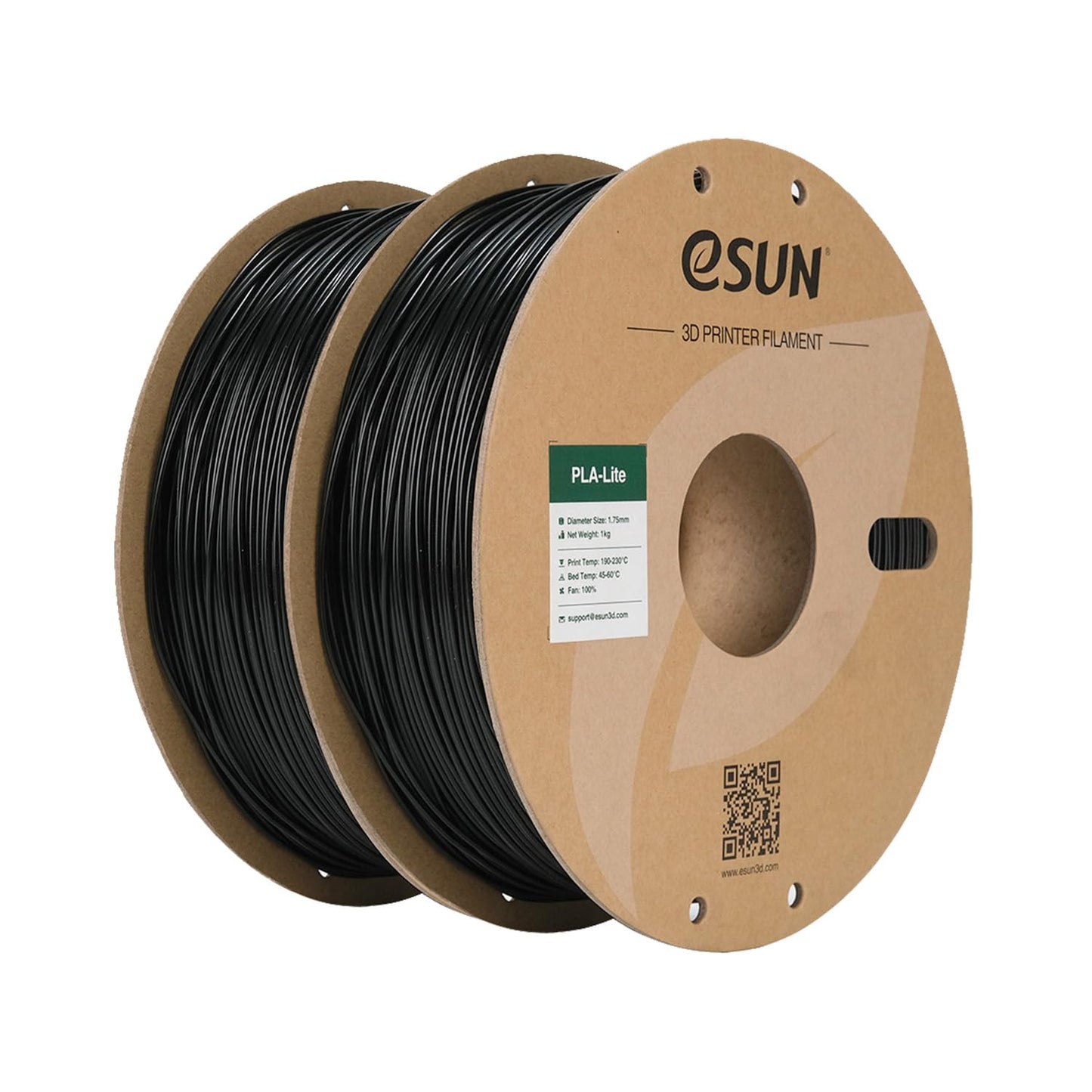 eSUN Black PLA Filament 1.75mm, 3D Printing PLA Lite Filament 1.75mm Dimensional Accuracy +/- 0.03mm, 2KG 3D Printer Filament, 1