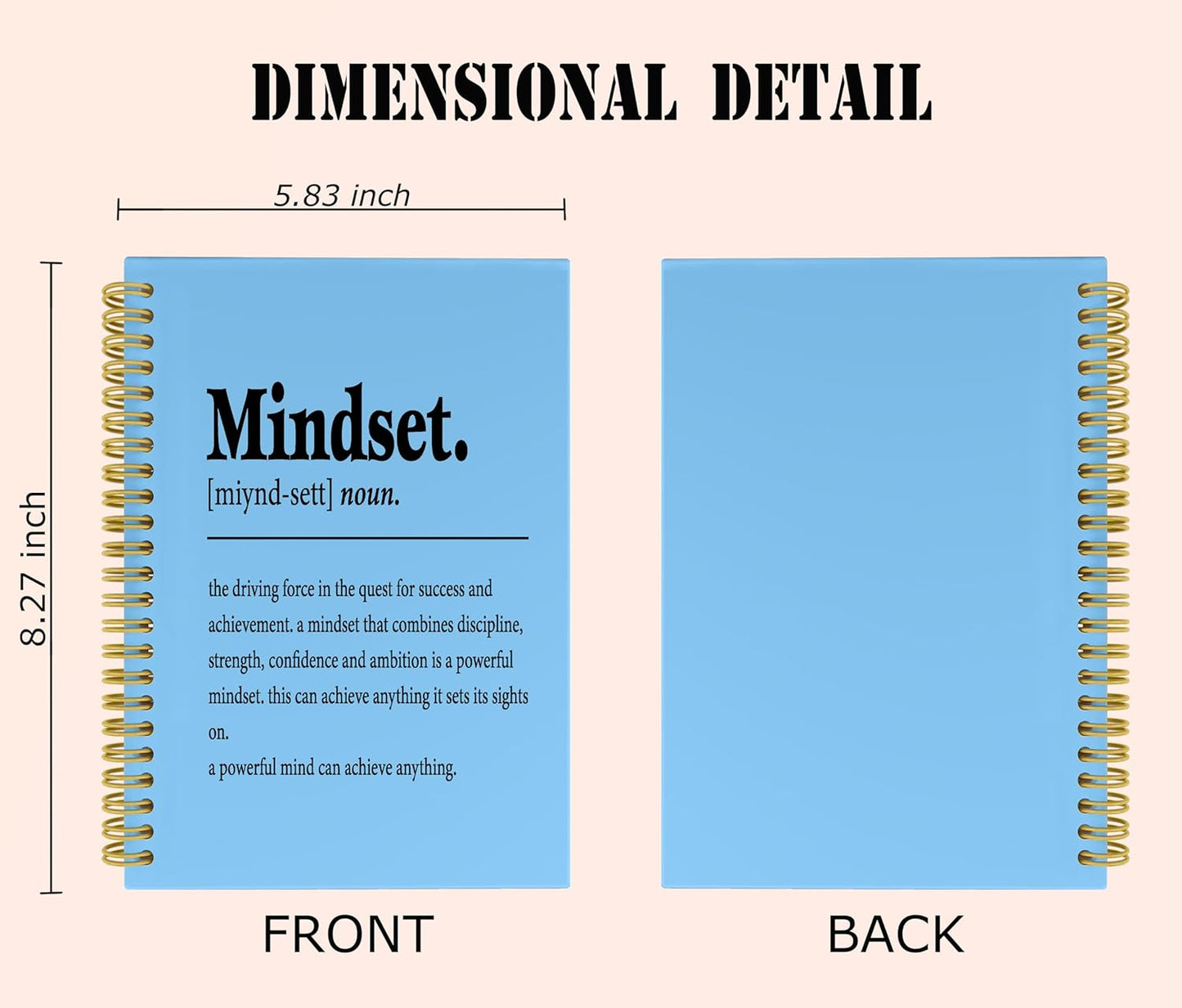 Knibeo Mindset Inspirational Notebooks Journal - Notebooks for School, 5.5×8.3 Inch Inspirational Spiral Bound Notebook with 164 Pages, College School Supplies(Sky Blue)
