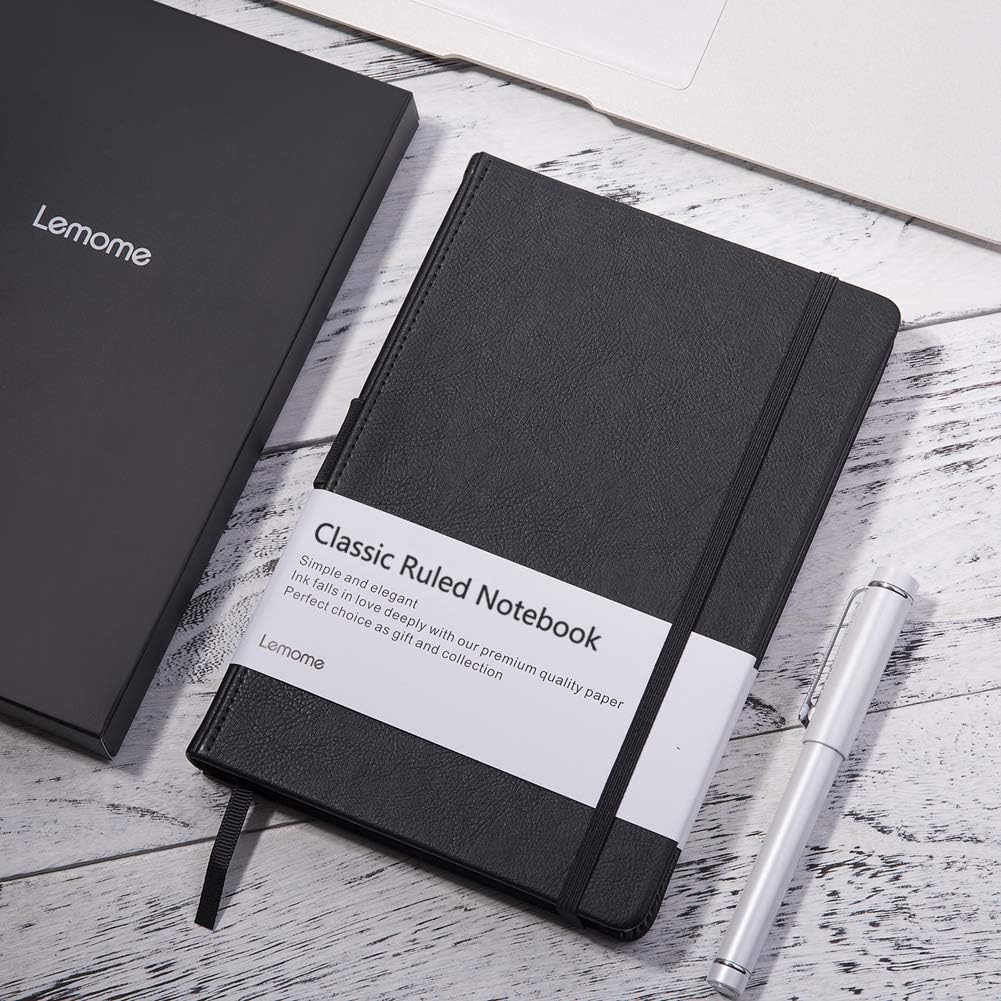 Ruled Notebook/Journal - Lined Journal for Writing, 5.75'' x 8.4'' Notebook Journal, 146 pages Faux Leather Notebook with Thick Paper, Waterproof Hardcover, Elastic Closure