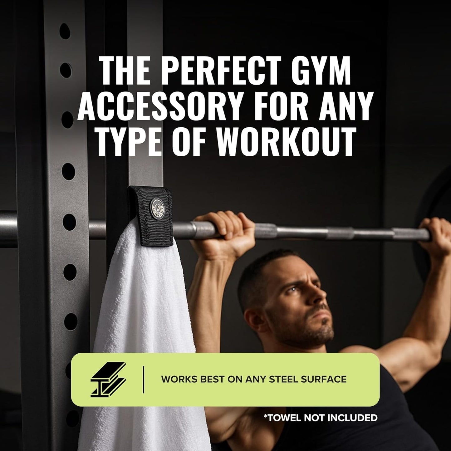 Stripebird - Magnetic Clip for Any Workout Towel (Black) - Highest Strength Magnet for Gym Towel - Removable from Towels - Magnetic Fitness Towels for Men