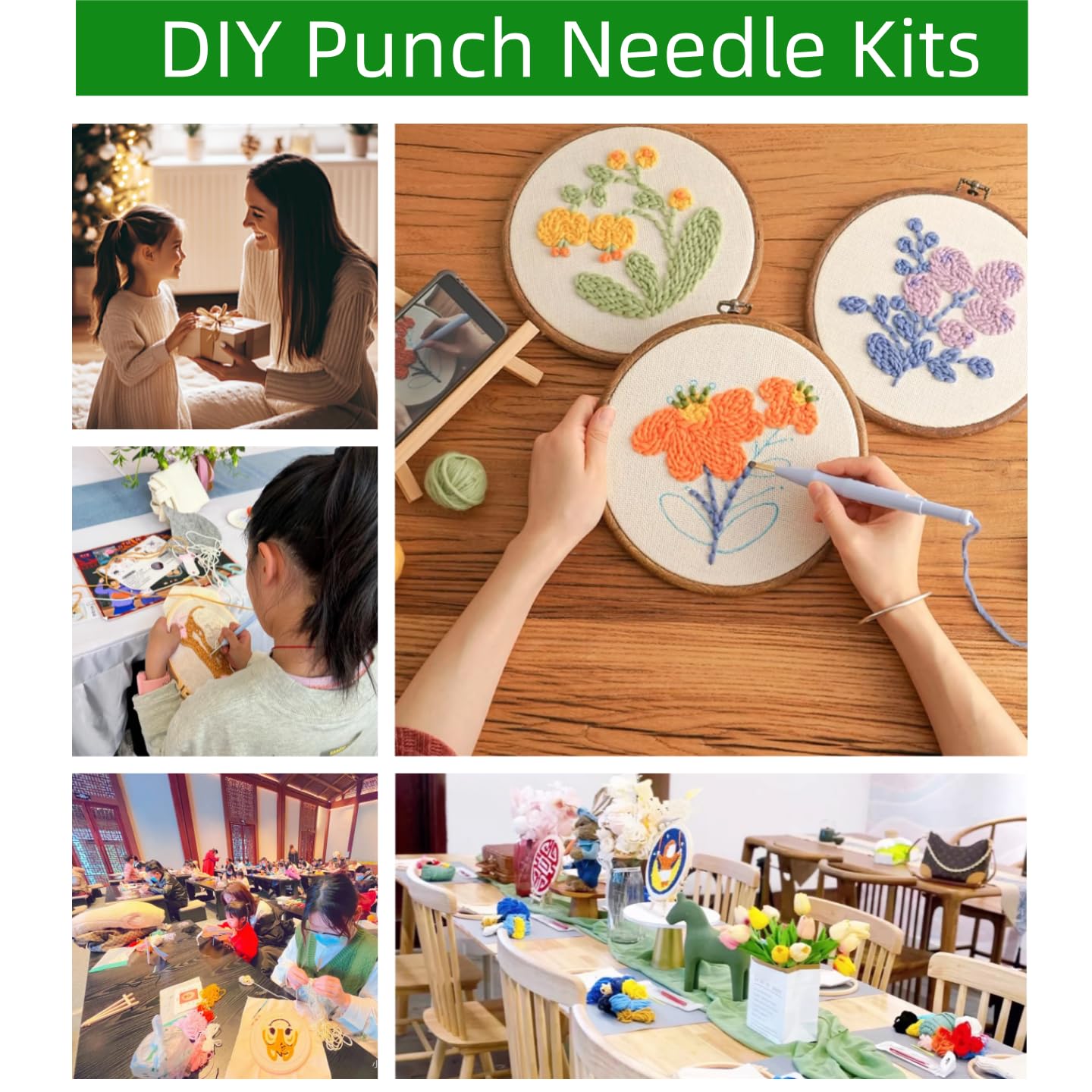 Generic DIY Punch Needle Kit - Cat Embroidery Craft Kit - 20x20cm - All Ages - Modern Style - False