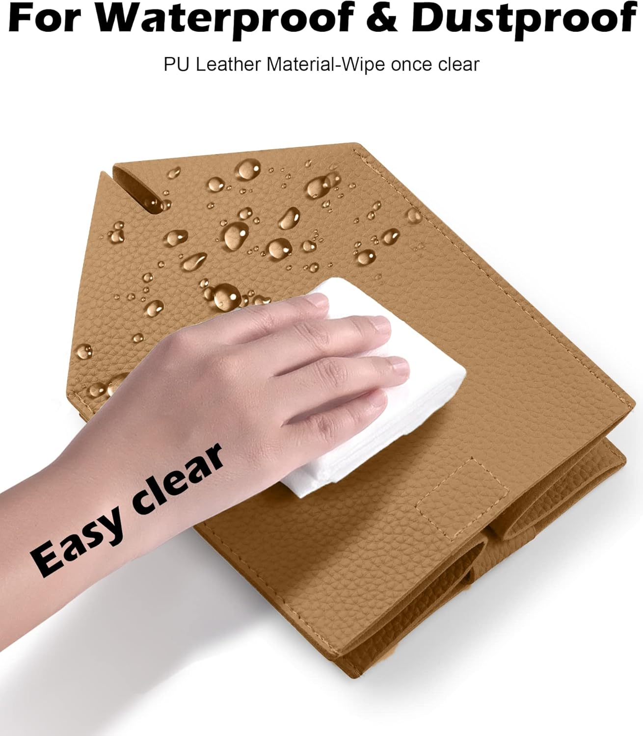 Tissue Box Cover for PU Leather, Modern Simple Solid Color Holder Square Tissue Bag, Ideal for Bathrooms,Office,Car,Nightstand,Outdoor Tent,Dining Table,5"X5"X5", Double Bronze