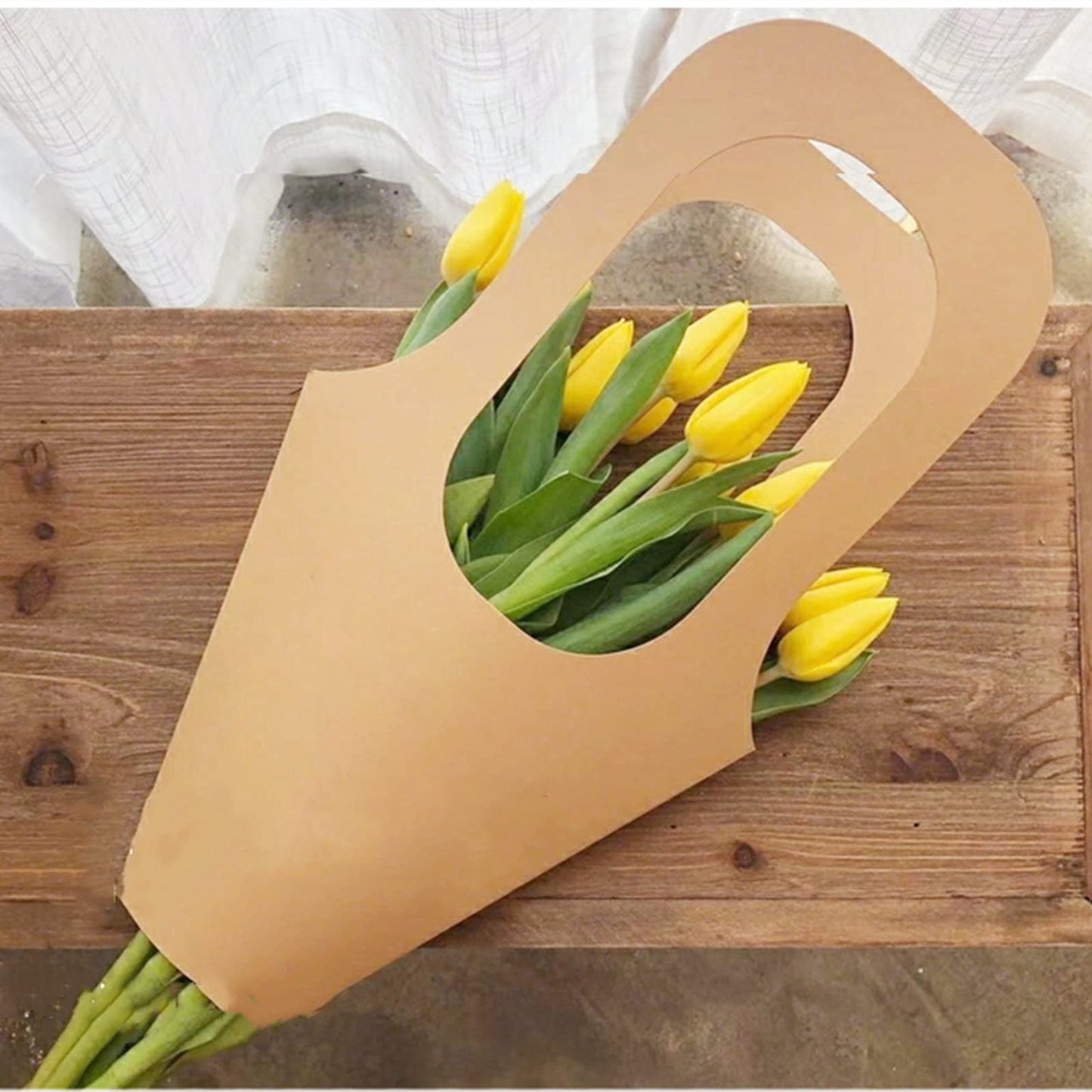 LONG XIN SERIES 20Pcs Kraft Paper Flower Gift Bags with Handles Flower Bouquet Holders for Mother's Day Easter Wedding Favors Birthday Presents Home Decor