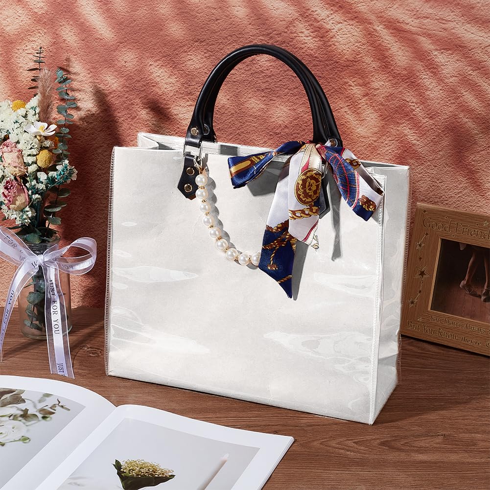 WEBEEDY DIY Tote Bag Making Kit for Adults Beginners DIY Handbag Purse Making Supplies with Handbag Bottom, Handle, Ribbon and More, Handmade Gift for Women Travel Summer Beach Party Birthday,White