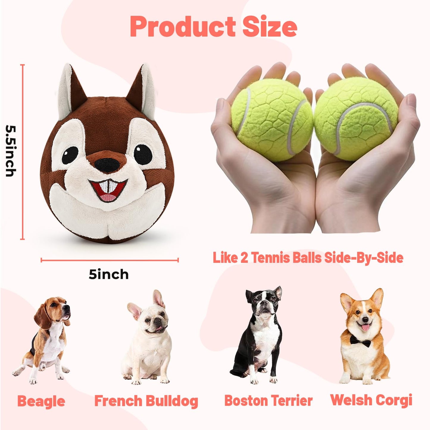 VYsTN Interactive Dog Toys - Auto Bounce, Move & Vibrate with Sound, Talking Squirrel Puppy Toy for Small Medium Large Dogs, Rechargeable Durable Toy for Anxiety Relief, Boredom & Indoor Play