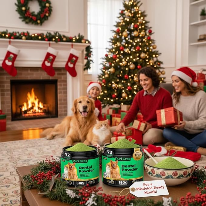 Dog Dental Powder, Dog Teeth Natural Cleaning Powder, Dogs Breath Freshener, Enzymes & Probiotic with Plaque and Tartar Off, Pets Tooth Cleaning 180g/6.36 oz
