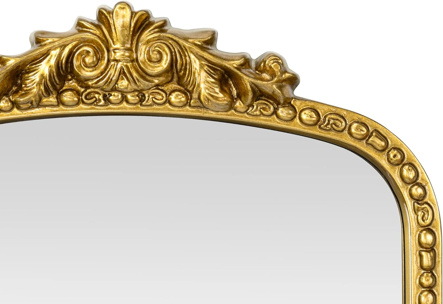 Antiqued Gold Ornate Mirror Arched Mantel Wall Mirror Baroque Inspired Bathroom Vanity Rectangle Wall Mounted Mirror, 30 x 34''