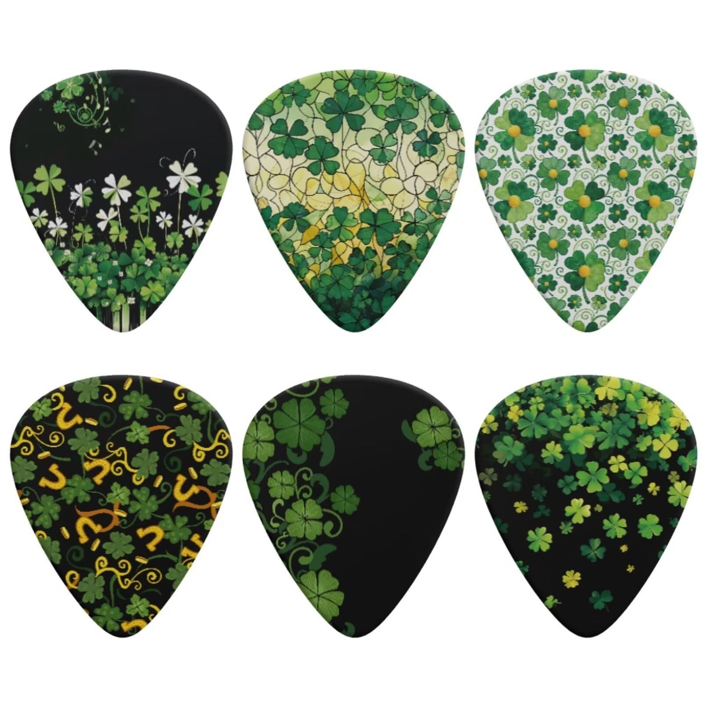 Jeiento St Patricks Day Green Leaf Guitar Picks Set of 6,Electric Guitar Bass Guitars Accessories for Women Men St Patrick Day