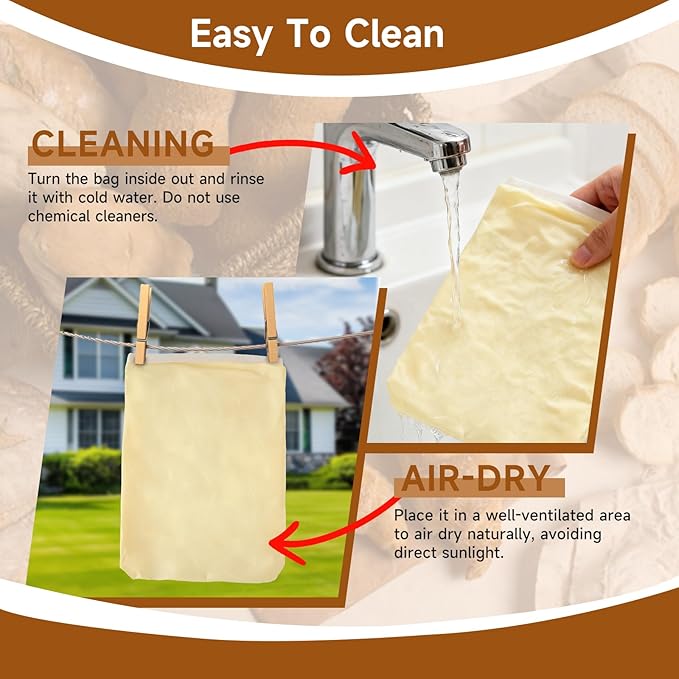 2 Packs Beeswax Bread Bags for Homemade Bread Sourdough, XL Linen Reusable Bread Bag for Homemade bread, Sourdough Bread Storage Bags to Keep Fresh - 17x13 Inch