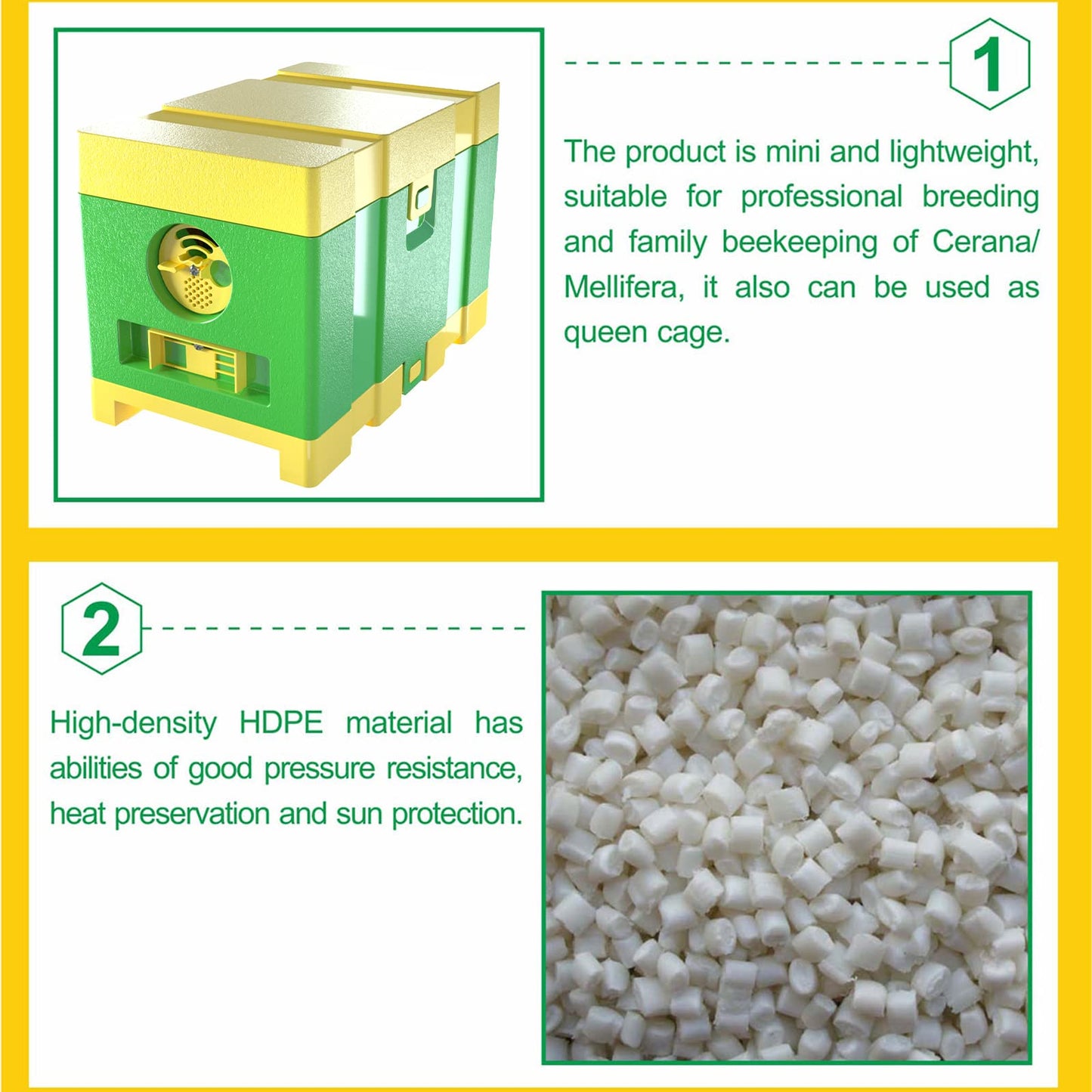 Queen Nuc Box Bee Mating Nuc Hive Bee House Mini Bee Hives Box Queen Rearing Box for Beekeeping (Green)