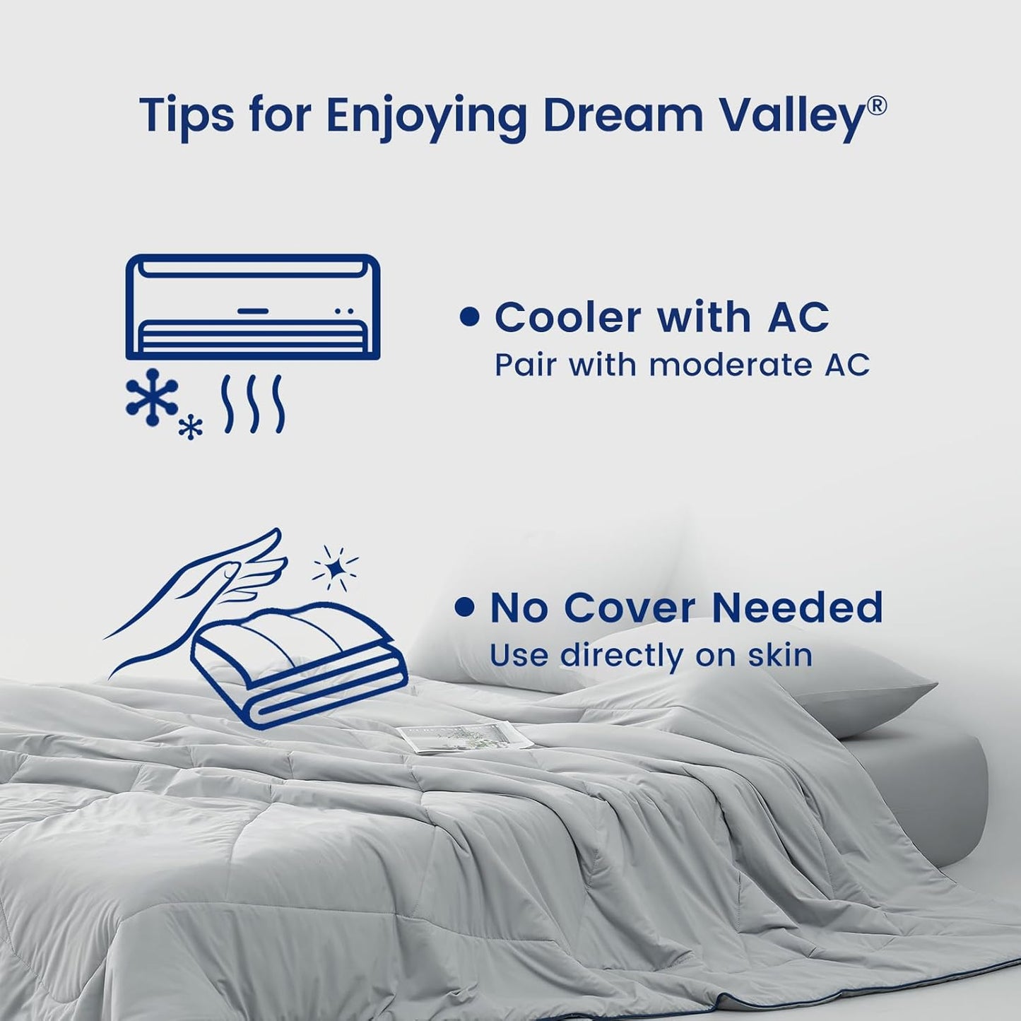 Dream Valley® Outlast® Deepsleep Cooling Comforter, King Size, NASA-Grade Space Technology Cooling Blanket for Hot Sleepers Night Sweats, Q-Max > 0.45 Aerocool™ Breathable, Cool Grey, 106"x90"