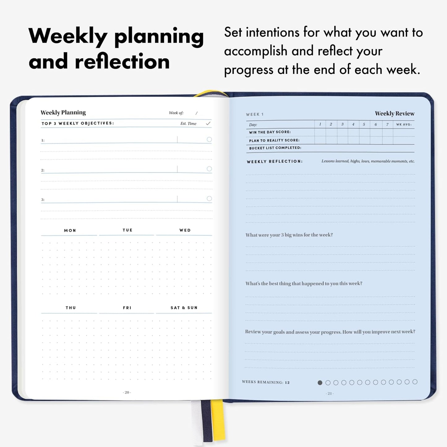 BestSelf 13-Week Self Journal & Goal Planner β Undated Daily ADHD-Friendly Journal for Men & Women | Productivity, Gratitude, Reflection & Habit Tracker | 2025 Life Organizer with Prompts, Black