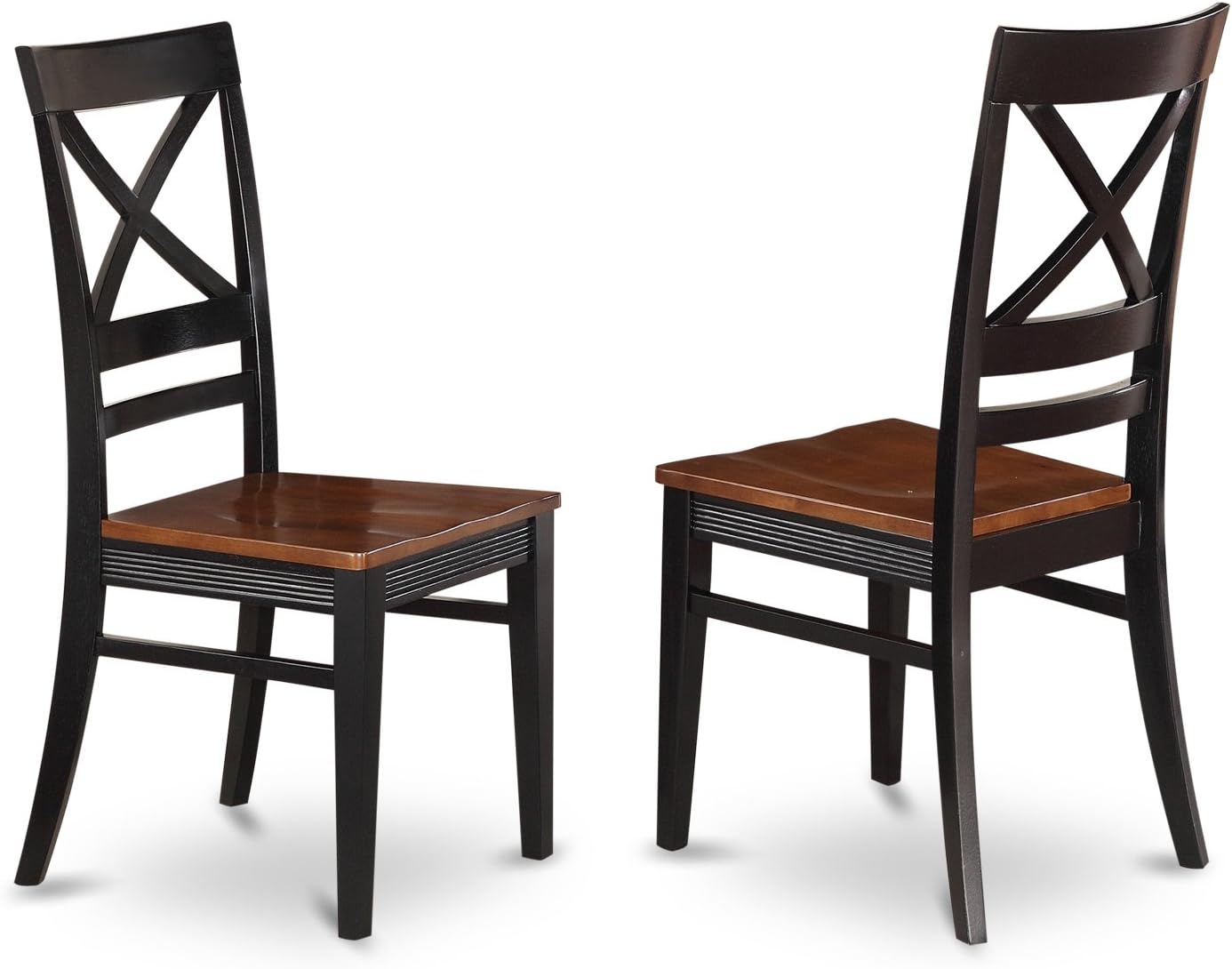 East West Furniture QUIN9-BLK-W 9 Piece Dining Room Furniture Set Includes a Rectangle Wooden Table with Butterfly Leaf and 8 Kitchen Dining Chairs, 40x78 Inch, Black & Cherry