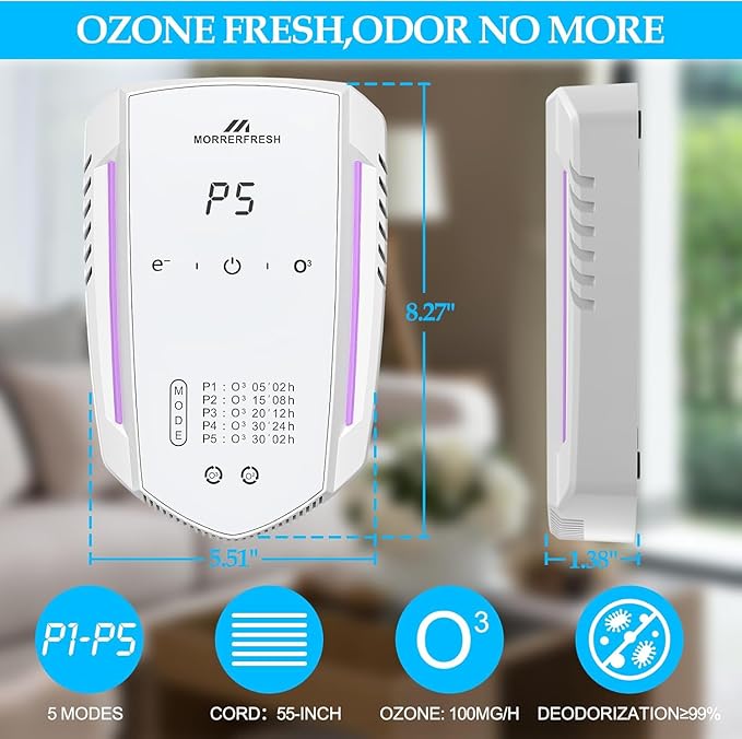 Cat Litter Deodorizer 99% Pets Poof Odor Eliminator Air Purifier Ozone Odor Removal Air Freshener for Home & Pets Litter Box Room Wardrobe Shoe Cabinet Toilet White