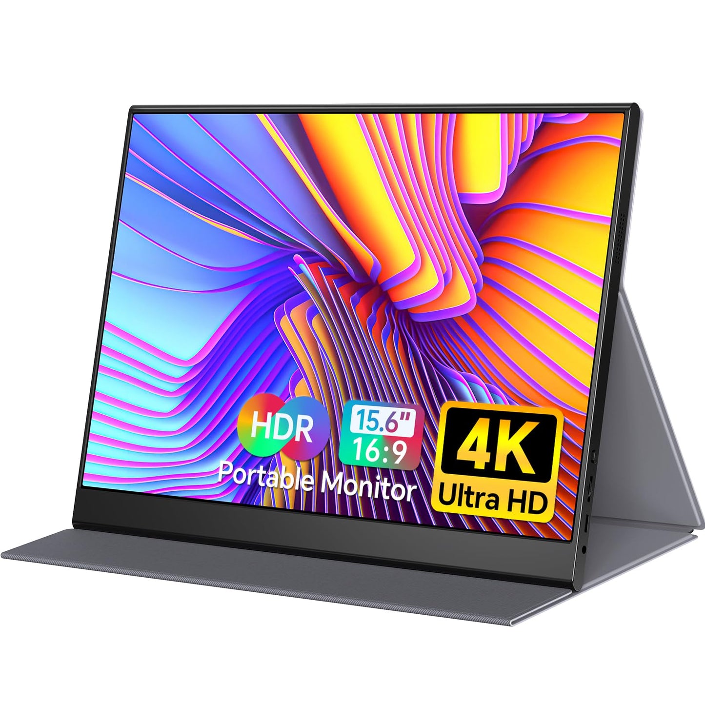 WGK True 4K Portable Monitor - 15.6inch UHD 3840 2160 100% sRGB USB-C HDMI External Second Monitor Portable IPS Screen Computer