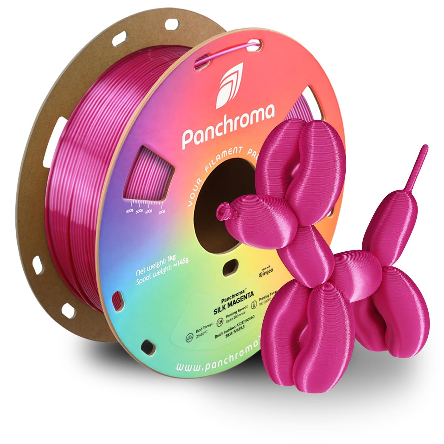 Polymaker Panchroma Silk PLA Filament 1.75mm 1kg, Shiny Magenta, New and Improved Formula, Better Strength, Printing Speed and C