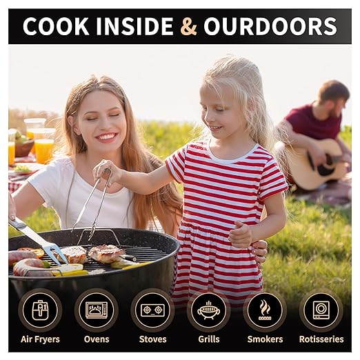 Meat Thermometer Wireless, 700FT Remote Digital Cooking Thermometer, Bluetooth Food Thermometer with Wireless Probe, iOS & Android Read App -Preprogrammed Temperatures for BBQ, Grill, Oven, Smoker