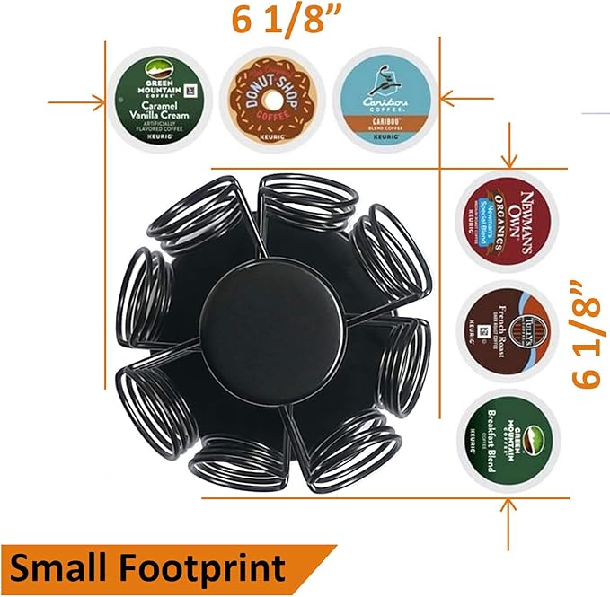 32 K Cup Holders,K Cup Holder, K Cups Holder,K Cup Carousel, Coffee Pods Holder Storage Organizer Stand, No Assembly Required,Black (Capacity of 32 Pods, Black)
