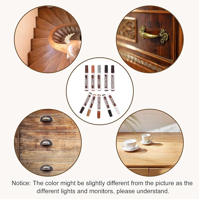 uxcell Furniture Repair Wood Markers, 2 Pcs Walnut Touch Up Filler Sticks, Ink Markers for Scratches, Wood Floors, Tables, Cabinet, Carpenters, Cover Ups