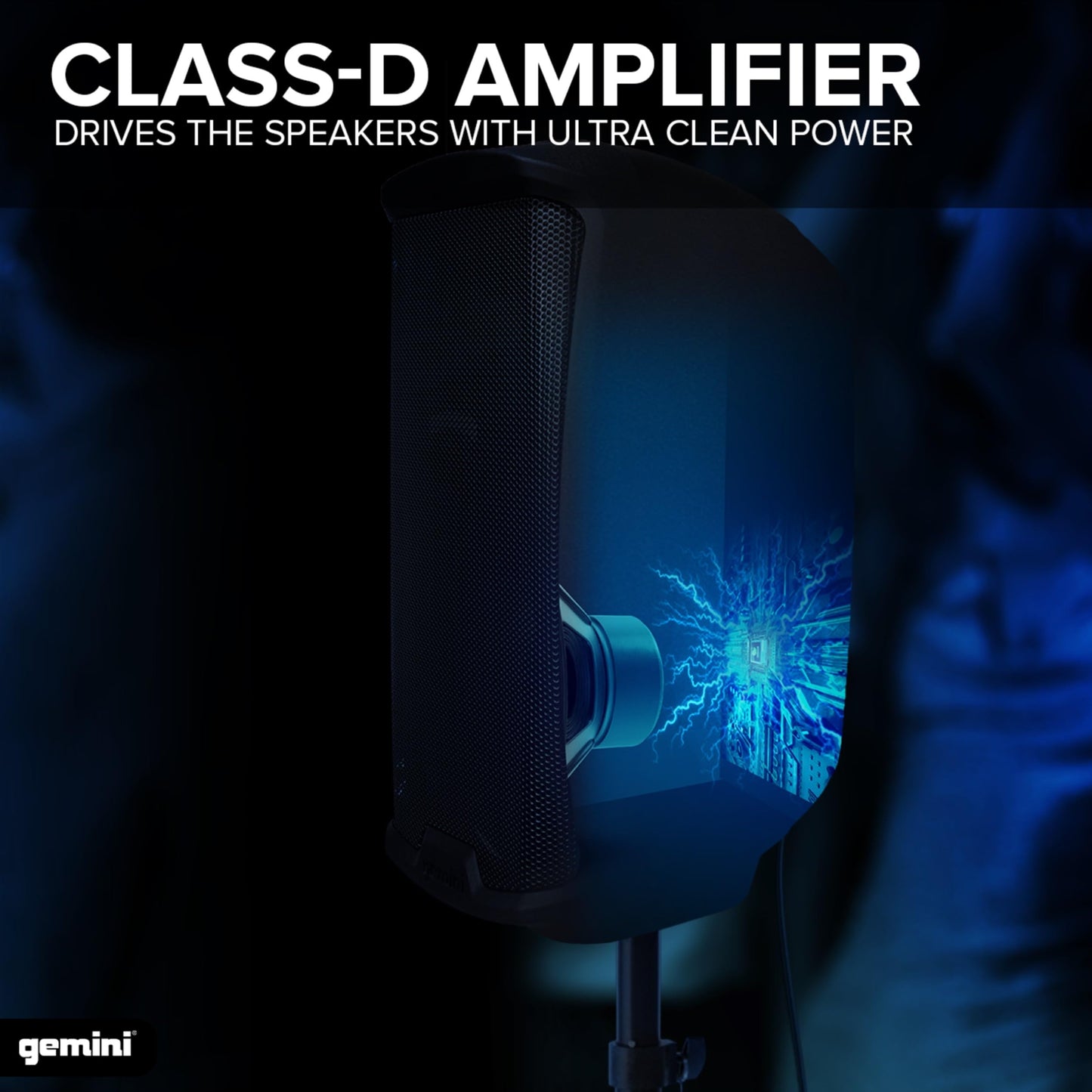 Gemini 1000W Powered Dj Speaker 10 - Compact Active Stage Monitor With Xlr/Aux Inputs, Built-In Mixer, Eq & Stand Mount For M