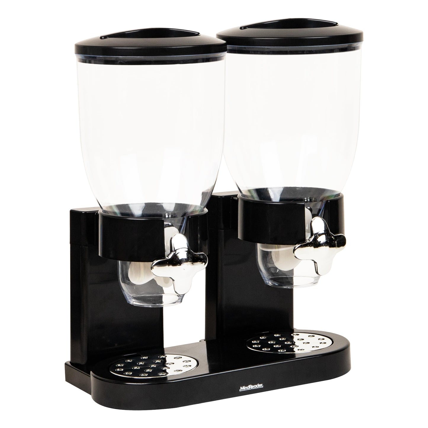 Mind Reader Double Cereal Dispenser for Countertop, 2 x 2L Airtight Containers, Rotating Dry Food Dispenser for Cereal, Rice, Candy, Coffee Beans, Black
