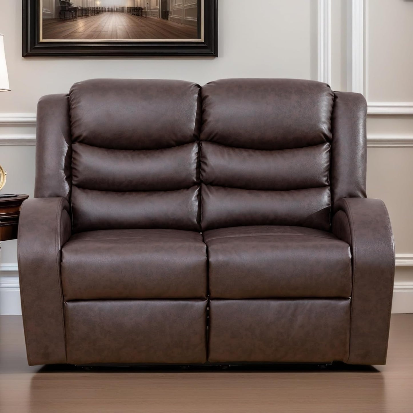 Loveseat Recliner Sofa, Reclining Loveseat Leather Couch Upholstered, Modern Comfy Home Theater Seating Power Recliner Chair for Living Room Furniture Sets, Red