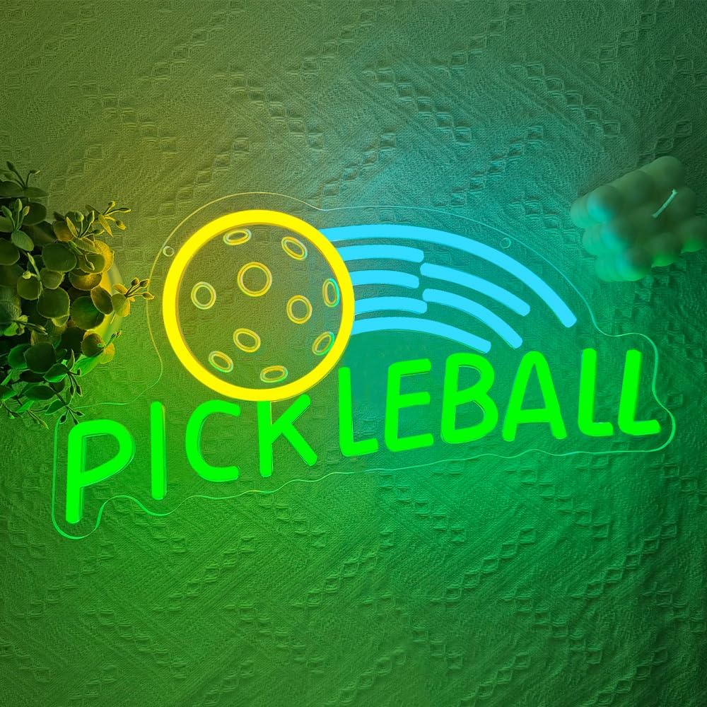 Pickleball Neon Sign,Sport Dimmable LED Light Signs for Wall Art Decor,Backdrop for Bar Bedroom Club Party Man Cave,Gift for Men Women Sports Fans Pickleball Lovers USB Powered(23.6"*10.8")