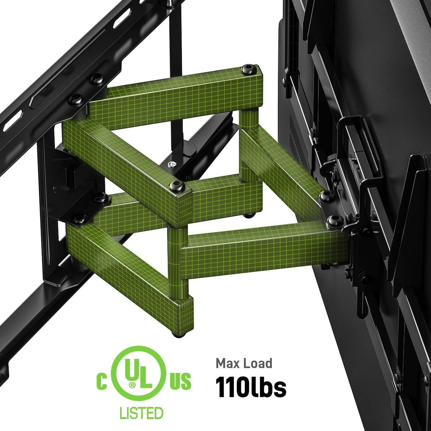 USX MOUNT UL Listed TV Wall Mount for 42"-85" TVS, Fits 16" 18" or 24" Studs, Full Motion Wall Mount Swivel Tilt Extension TV Bracket with Dual Articulating Arms, Max VESA 600x400mm, Load 110lbs