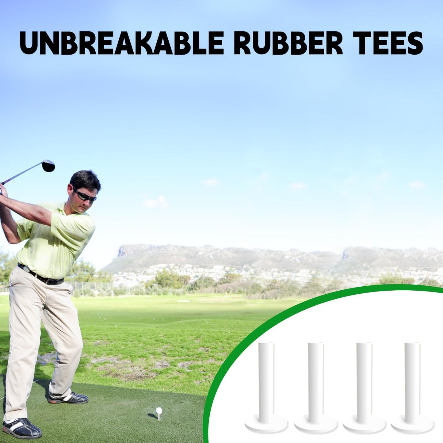 Rubber Driving Range Golf Tees - 7 Pack Premium Rubber Tees for Indoor Outdoor Practice Mat