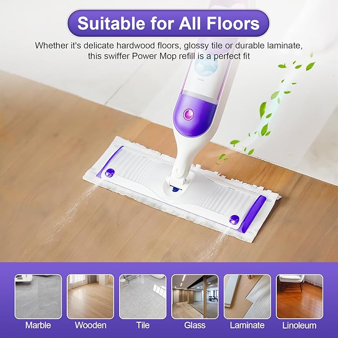 42 Count Disposable Power Mop Pads for Swiffer Power Mop Pad, 14-Layer Thickened, Spray Cleaning Repalcement Mopping Pads for All Finished Floors