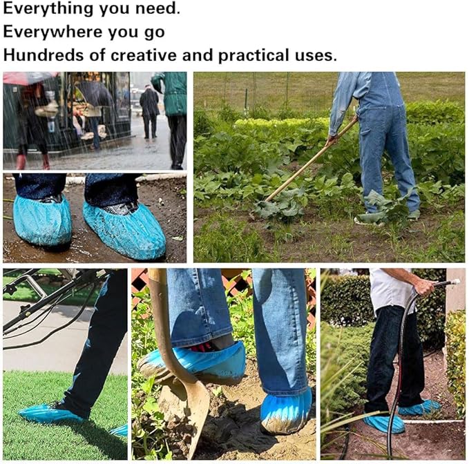 Tomus-UNI Shoe Covers Disposable 200 Pack (100 Pairs) | Non-Slip, Durable, Indoor | Protect Your Home, Floors and Shoes