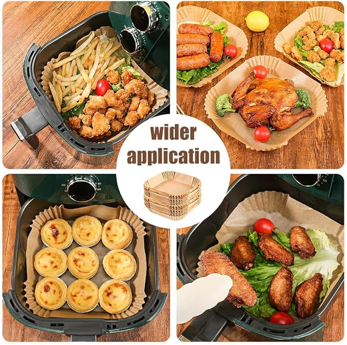 7.5 Inch Air Fryer Parchment Paper Liners Square,150 Pcs Non-stick &Oil-proof Air Fryer Liners Disposable for 2-5 QT Frying,Baking,Roast