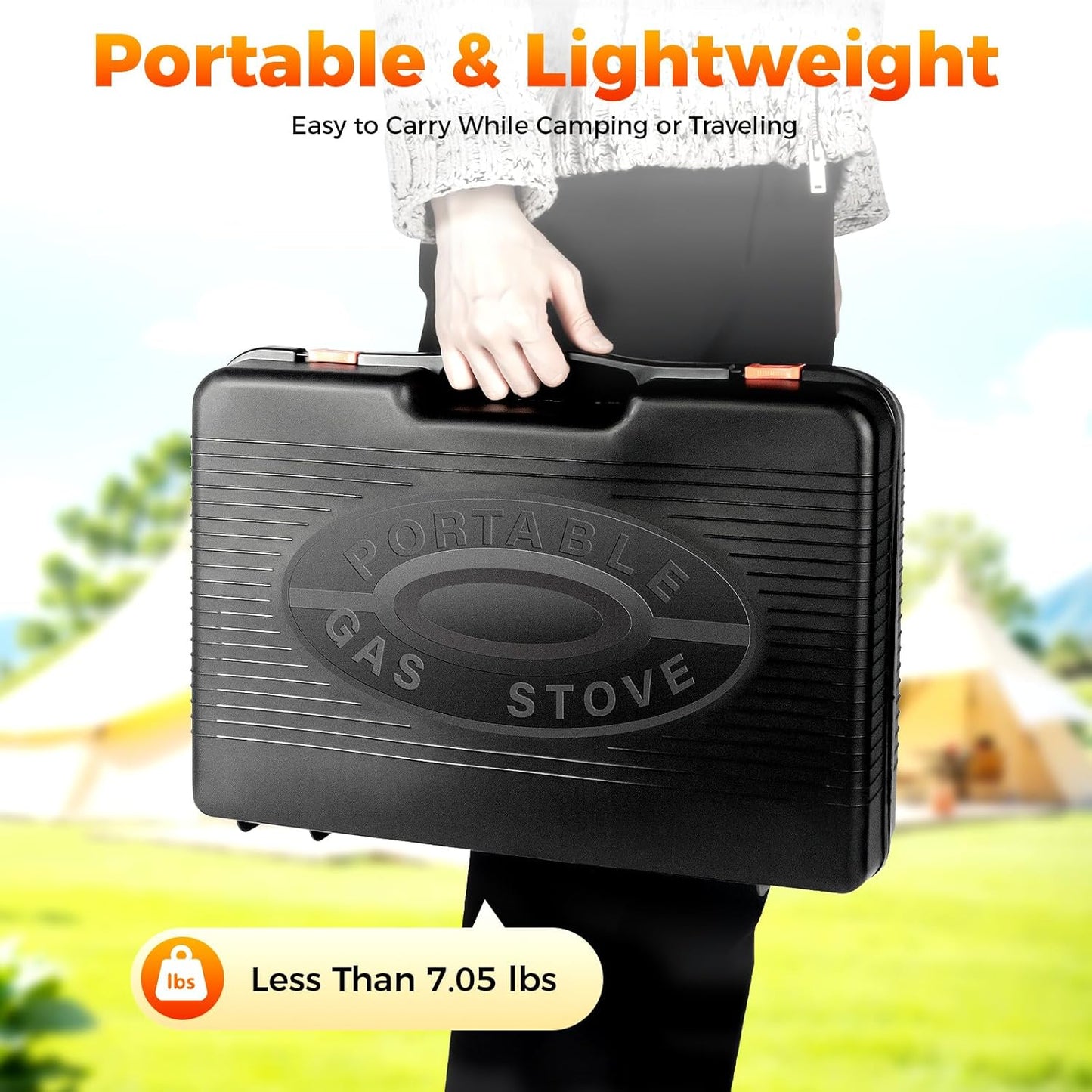 Dual Fuel Camping Stove | Windproof Portable Gas Stove with Adjustable Flame | Butane & LPG Outdoor Cooker | Lightweight Design(7.05lbs) for Backpacking, Hiking & Emergency Cooking