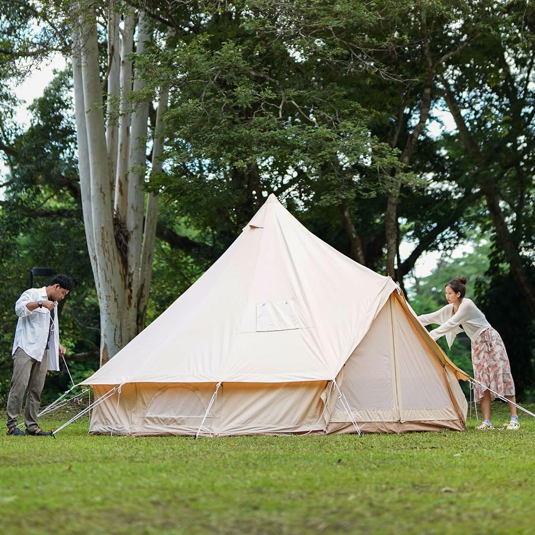Trend Tents 4M Canvas Bell Tent ā 200GSM Poly-Cotton, Stove Jack, Sewn-in Groundsheet, Galvanized Steel Poles, Waterproof & UV-Resistant, 4-Season, Fits 4-6 People ā Glamping, Family Camping