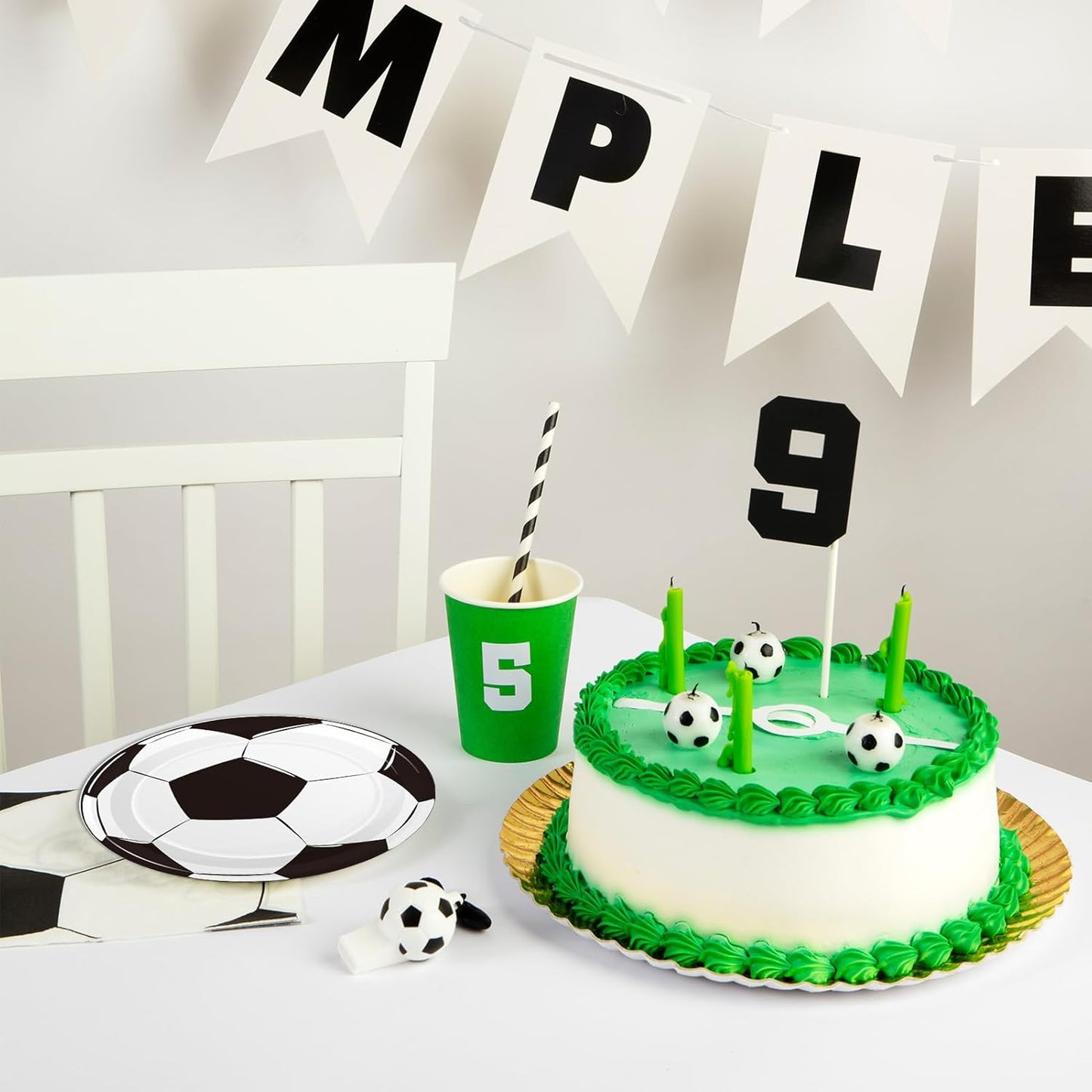 60Pcs Soccer Paper Plates - 7Inch Soccer Theme Party Round Dessert Plates,Kids Themed Birthday Supplies Set,Sports Theme Decorations for Sports Fan Birthday Event Party Supplies