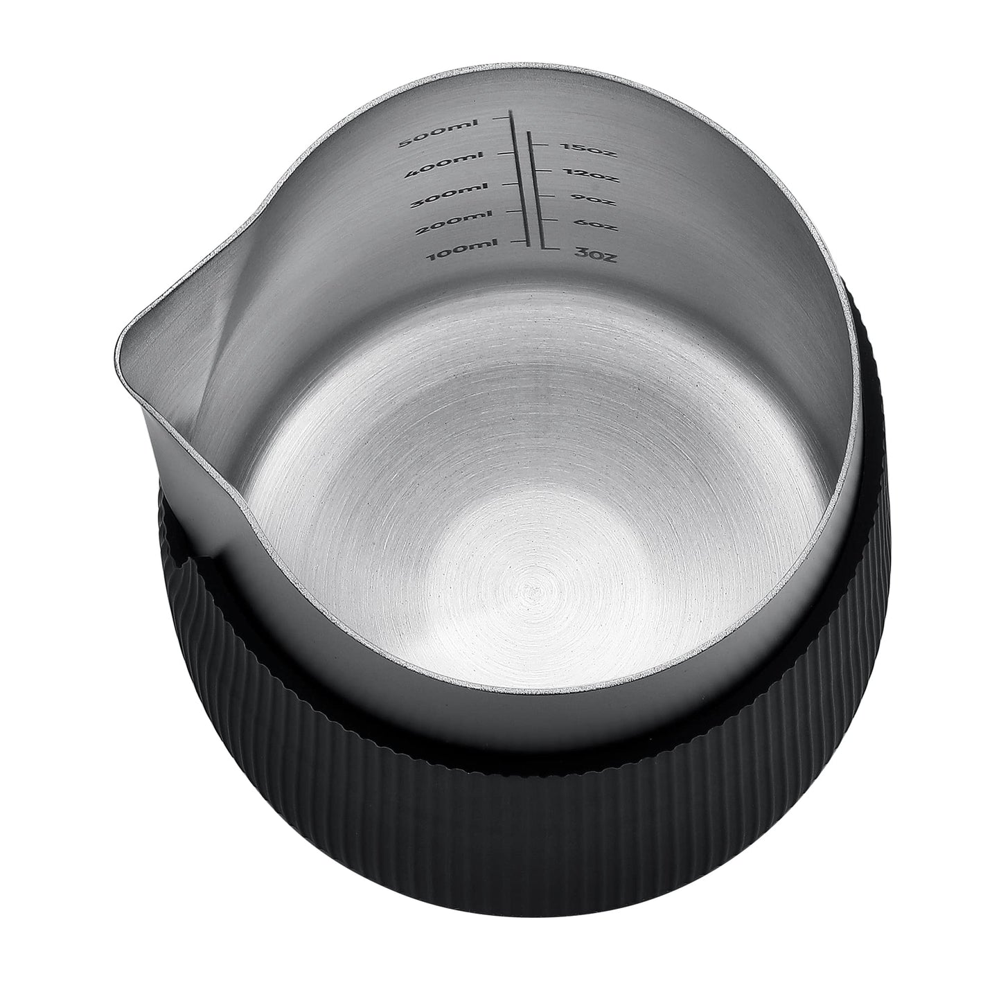 Normcore Handleless Milk Pitcher - Espresso Steaming Pitcher with Round Spout - 18/8 Stainless Steel Milk Frothing Jug, Black Non-Stick - Coffee Latte Frothing Pitcher - 20.3 oz (600 ml)