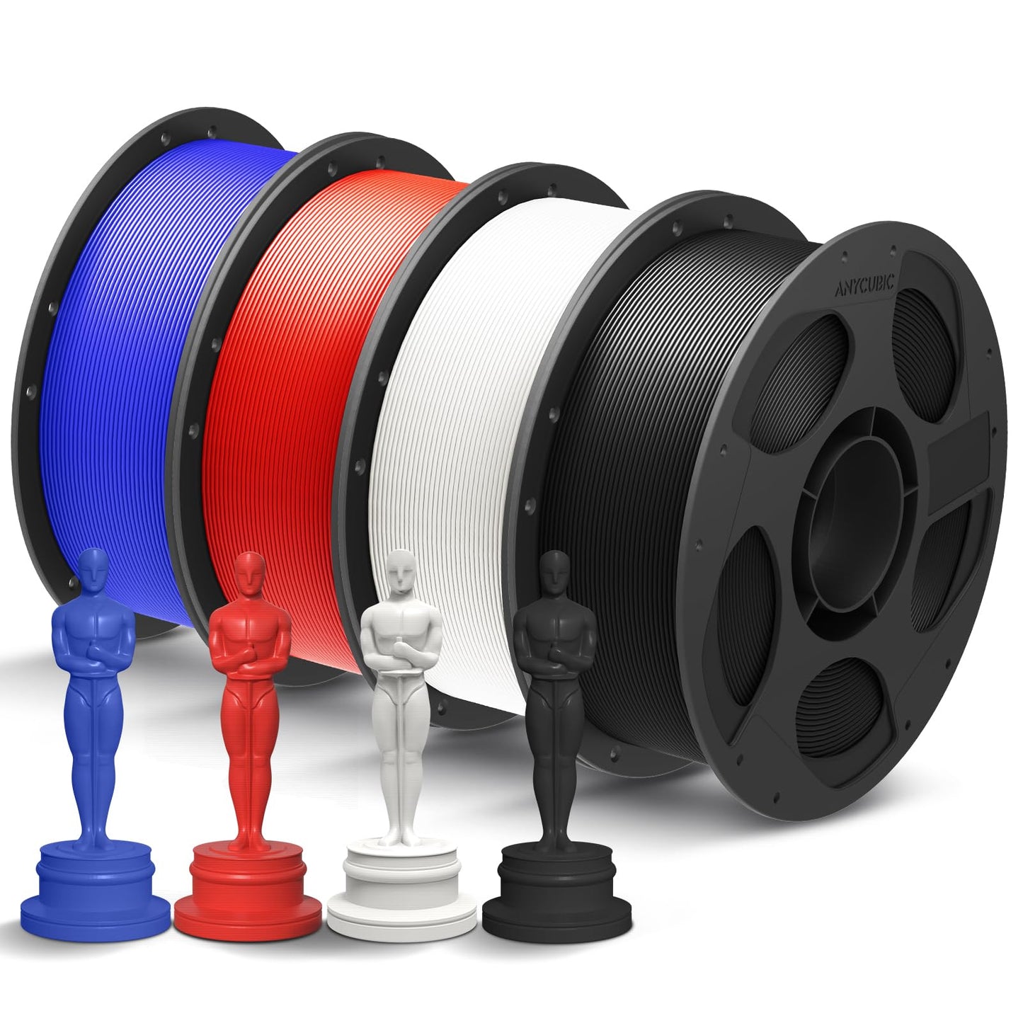 ANYCUBIC PLA+ 3D Printer Filament Bundle, PLA Plus 1.75mm Dimensional Accuracy +/- 0.02mm, Fit Most FDM 3D Printers, 4 Pack 1KG