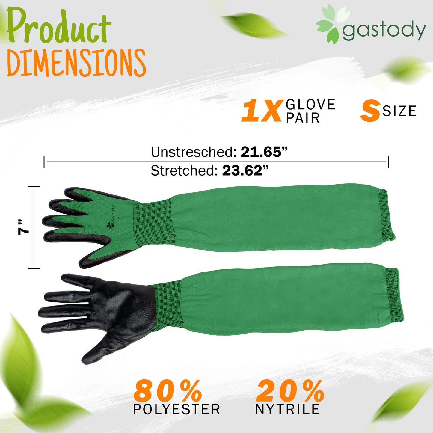Gastody™ Long Gardening Gloves Women and Men M - Long Sleeve Garden Gloves Multipurpose Heavy Duty Outdoor and Indoor - Long Cuff Garden Gloves - Thorn Resistant Protective Work Rose Pruning Gloves